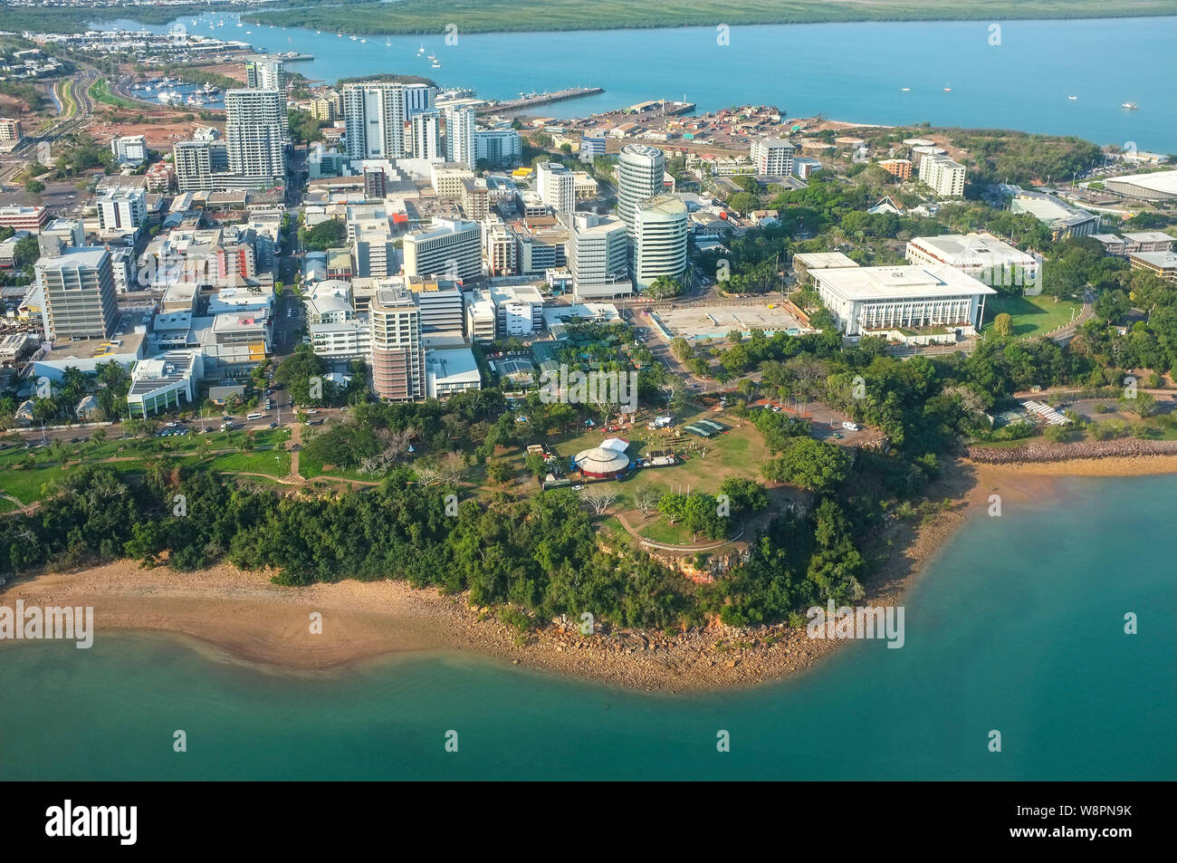 Die Stadt Darwin Hauptstadt des Northern Territory von Australien, Ansicht aus der Luft. Stockfoto