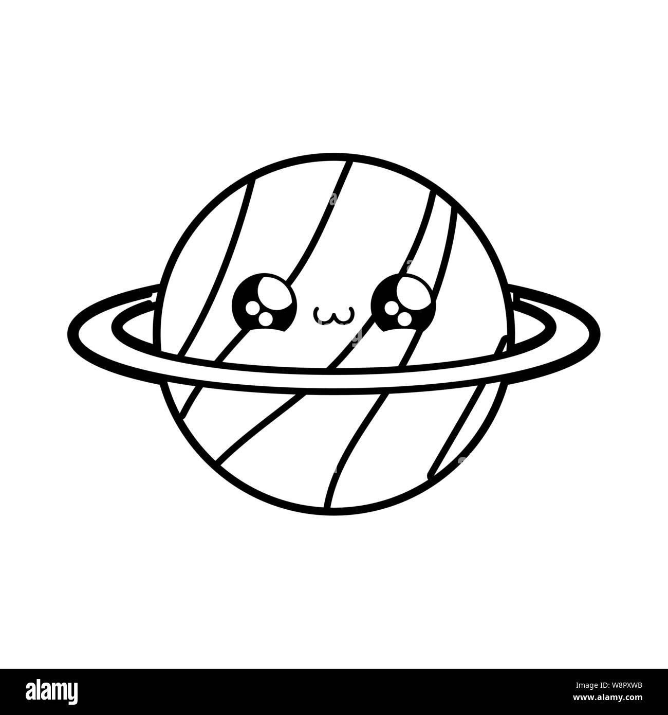 Cute Planet Saturn kawaii Stil Vector Illustration Design Stock Vektor