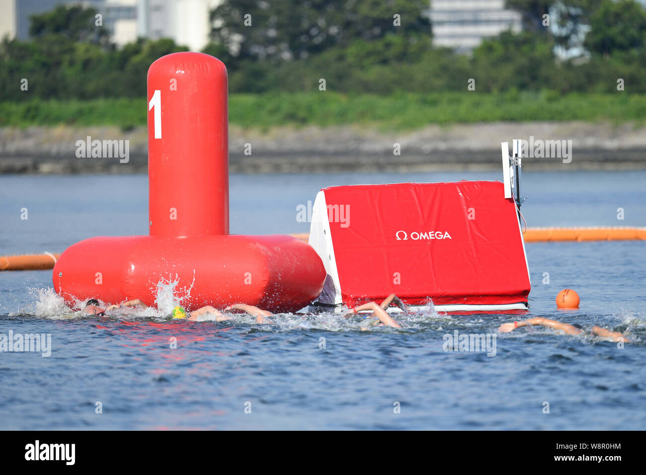 Tokio, Japan. Credit: MATSUO. 11 Aug, 2019. Allgemeine Ansicht Schwimmen: ständig bereit Tokio - Marathon Schwimmen in Odaiba in Tokio, Japan. Credit: MATSUO. K/LBA SPORT/Alamy leben Nachrichten Stockfoto