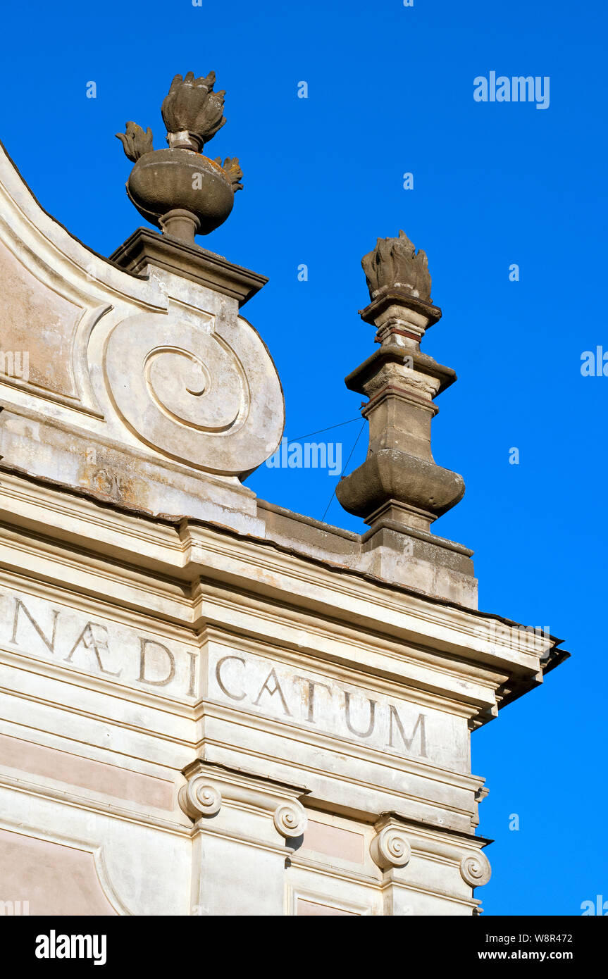 Detail der Dom in Ronciglione (Kathedrale der Heiligen Pietro und Caterina), Viterbo, Latium, Italien Stockfoto