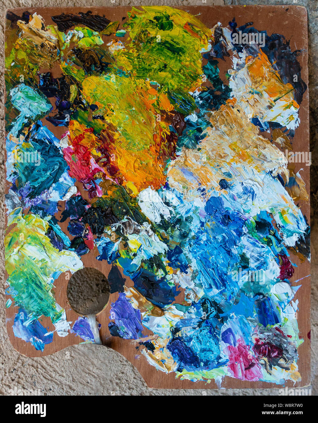 Bunte Künstler Farbpalette Stockfoto