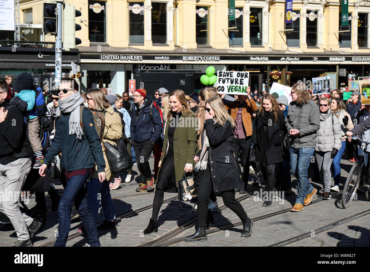 Klimawandel Protest in Helsinki, Finnland Stockfoto