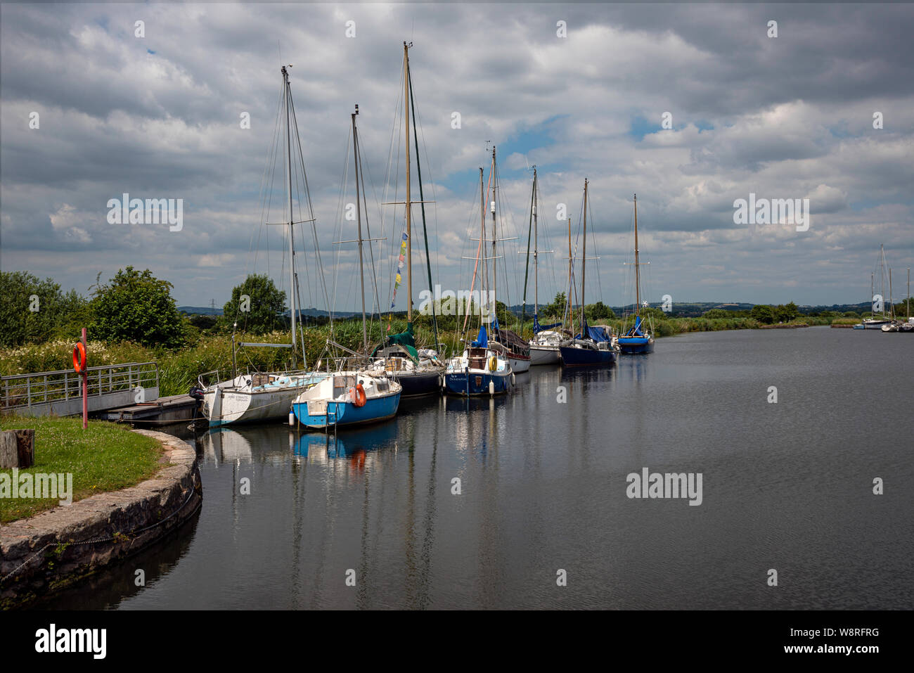 Exeter Ship Canal auf Rasen zu sperren. Stockfoto