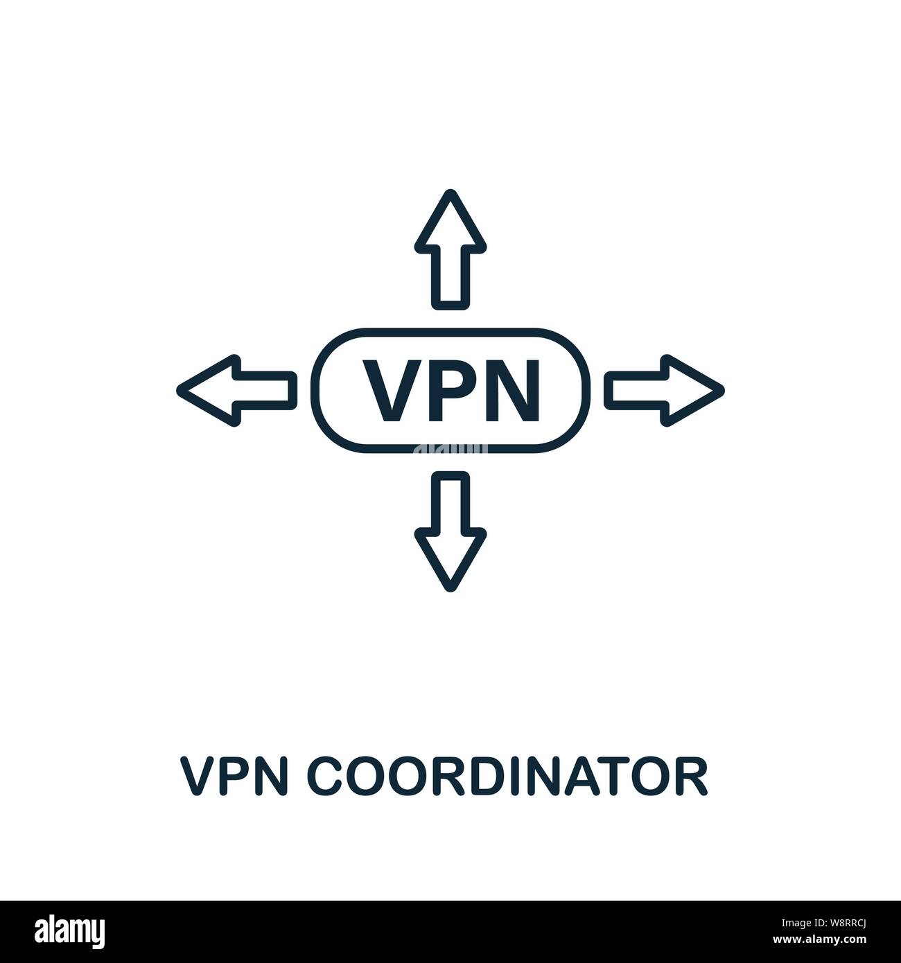 VPN-Koordinator Symbol-Gliederungsstil. Einfache Glyphe aus Icons Sammlung. Line VPN Coordinator Symbol für Web-Design und Software Stock Vektor