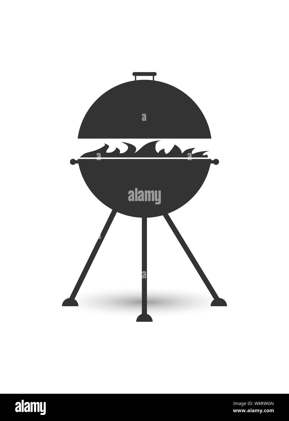 Grill Symbol für das Braten von Fleisch mit Feuer, einfachen flachen Design. Stock Vektor