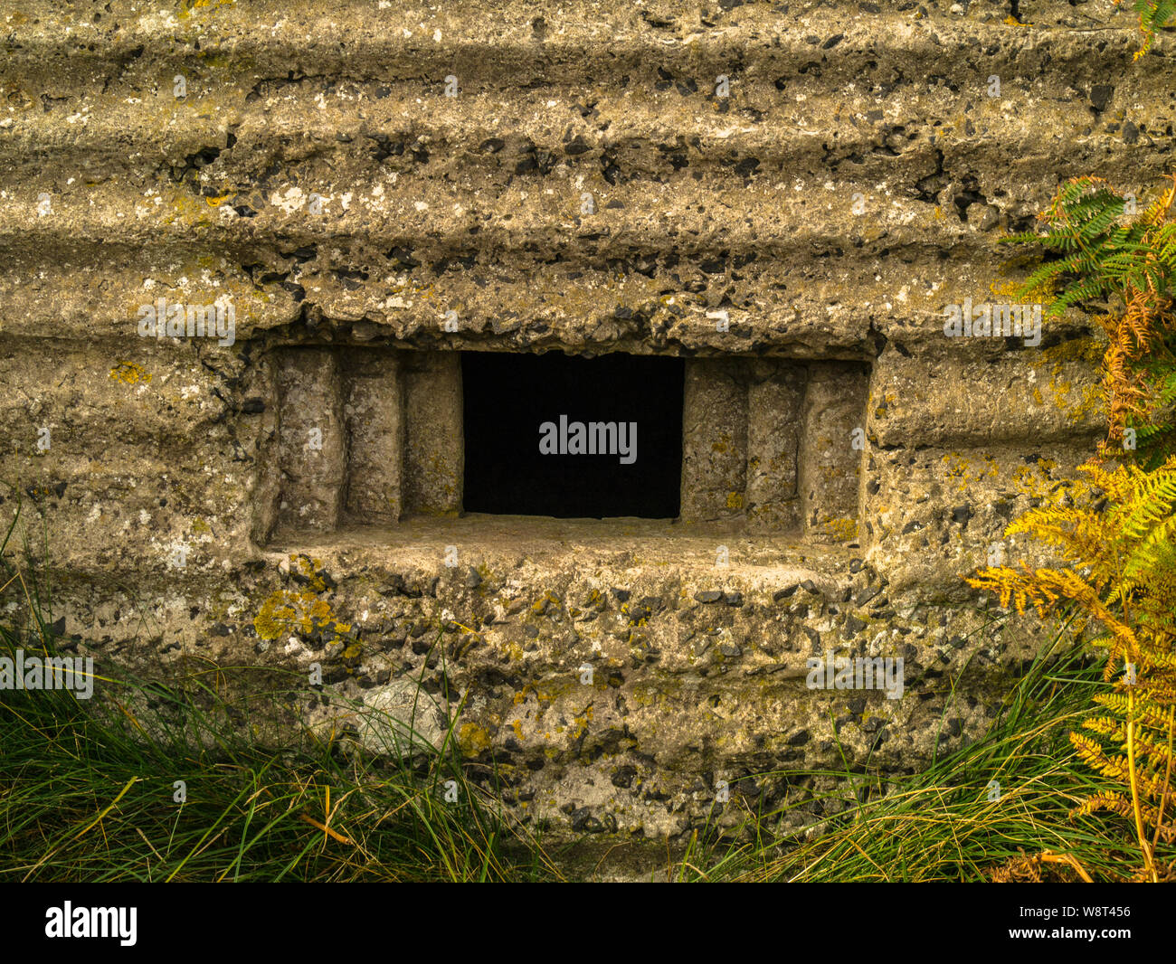 Weltkrieg zwei Pille, Dunstanburgh, Northumberland, England Stockfoto