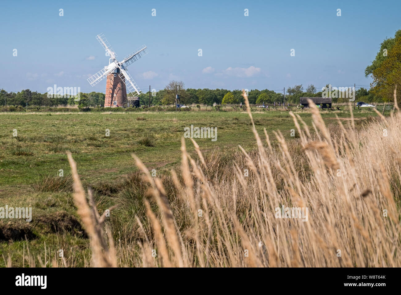Eine allgemeine Ansicht von Horsey Wind Pumpe auf den Norfolk Broads, in der Nähe von Great Yarmouth Stockfoto