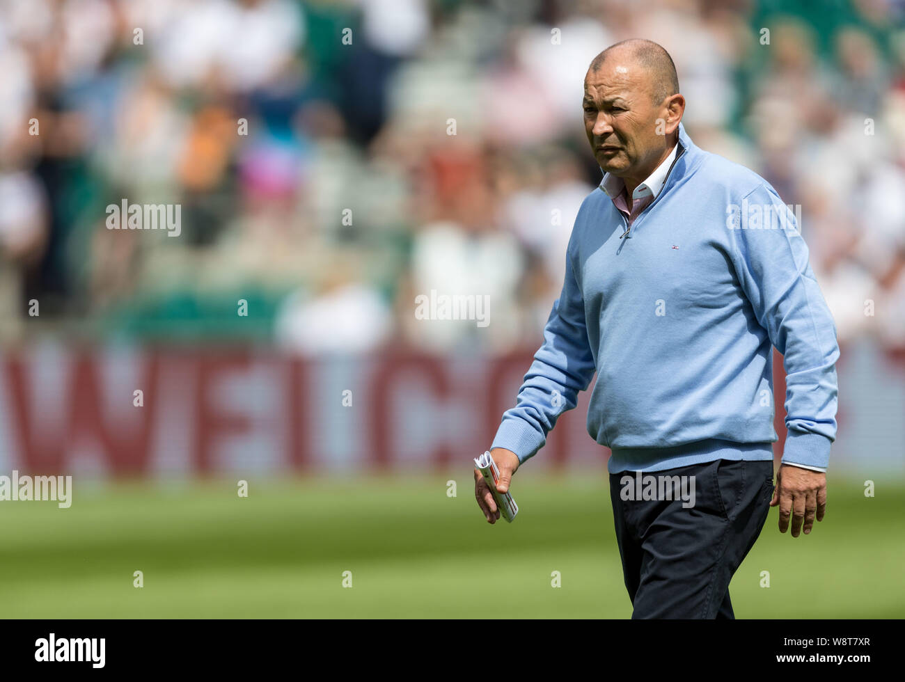 London, Großbritannien. 11. August 2019. England v Wales Rugby Union Quilter Internationals, Twickenham, 2019, 11/08/2019 England Haupttrainer Eddie Jones Gutschrift: Paul Harding/Alamy leben Nachrichten Stockfoto