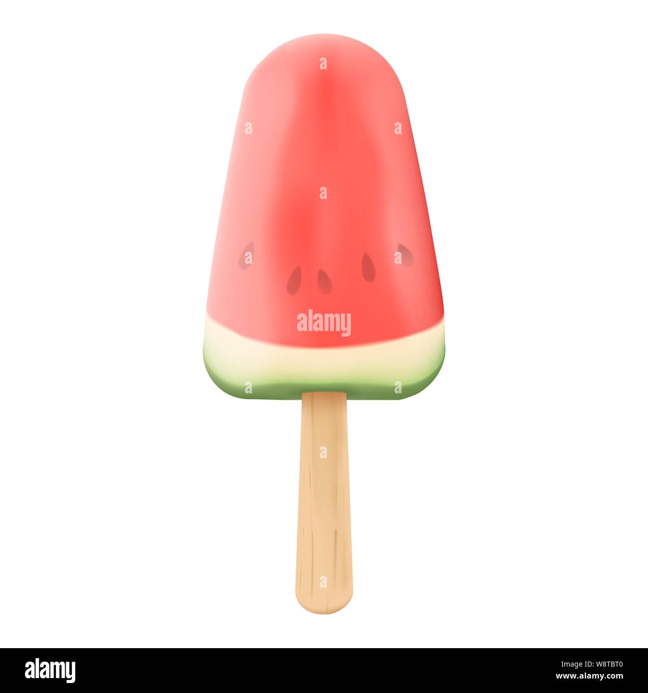 Helle realistische Wassermelone Eis auf weißem Hintergrund. Sieht sehr lecker. Vector Illustration Stock Vektor
