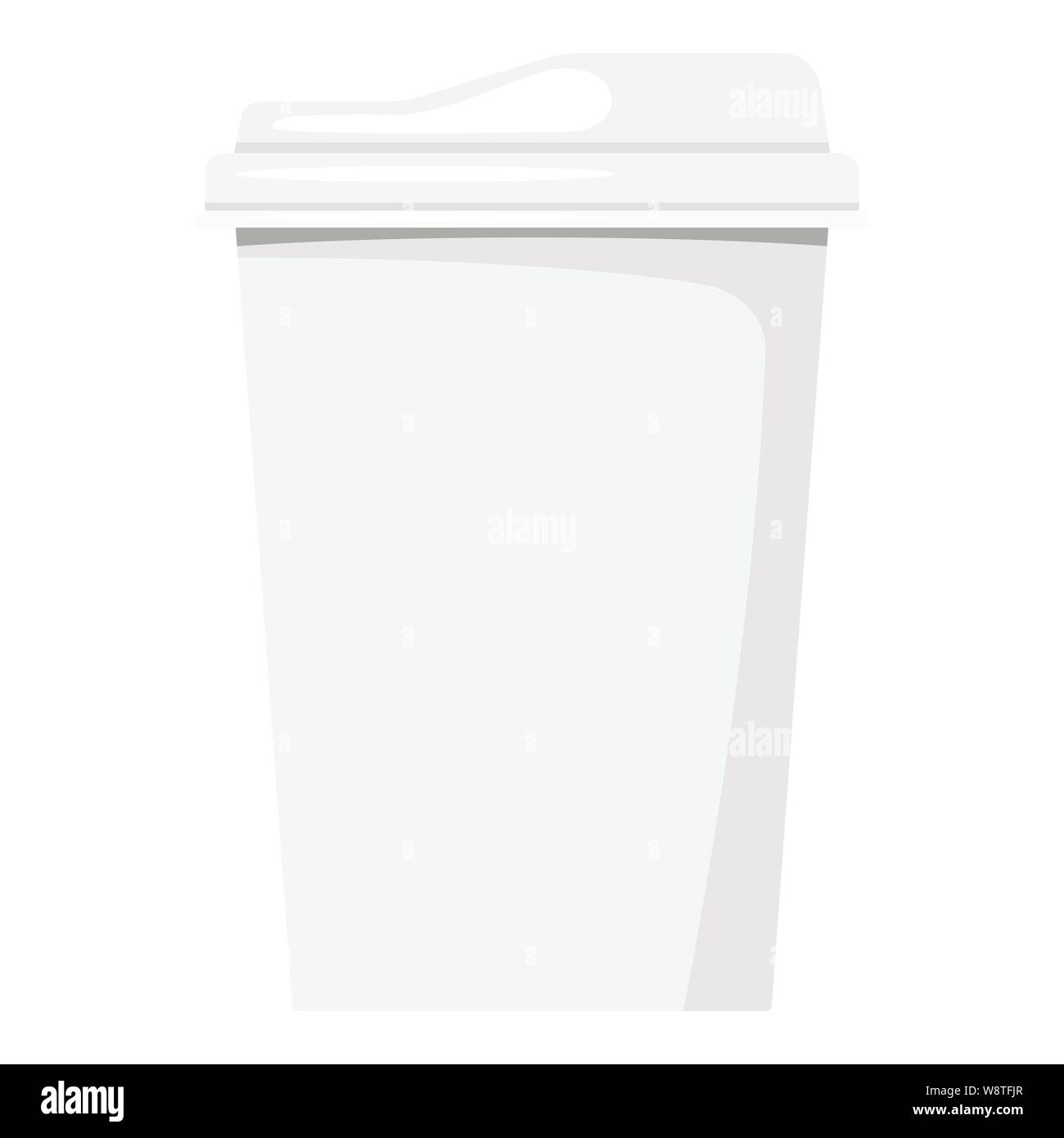Auf weissem Hintergrund weiß Einweg Kraftpapier Kaffee Tasse mit Kunststoffkappe, Vorderansicht, Modellerstellung und Vorlage isoliert Stock Vektor