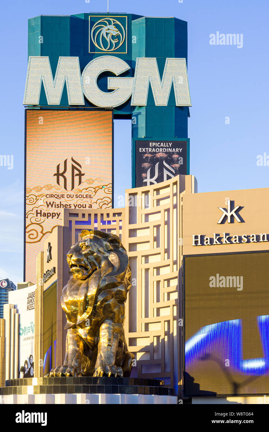 LAS VEGAS, NV/USA, 13. Februar 2016: MGM Grand Las Vegas Hotel und Casino. Das MGM Grand Las Vegas ist ein Hotel Casino auf dem Las Vegas Strip entfernt. Stockfoto