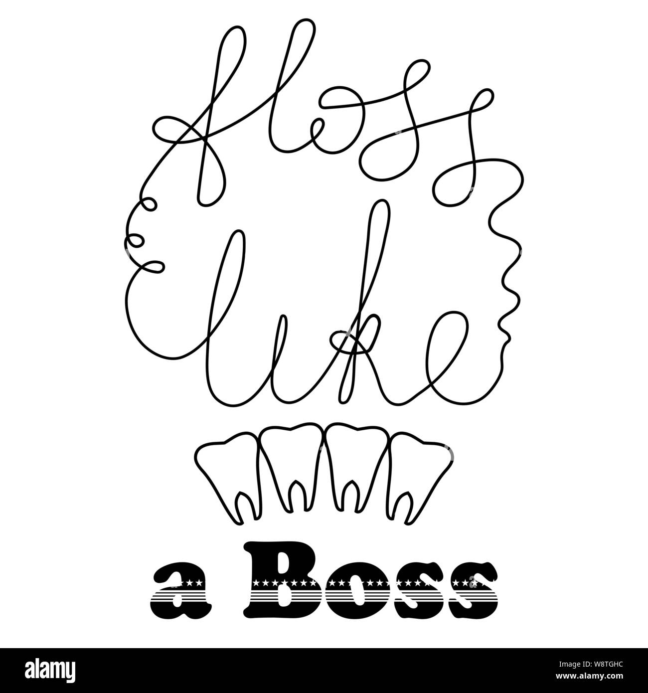 Zahnseide Symbol. Zahn Pflege. Mundhygiene Symbol. Medizinische String für Richtig sanfte Reinigung der Mundhöhle Stock Vektor