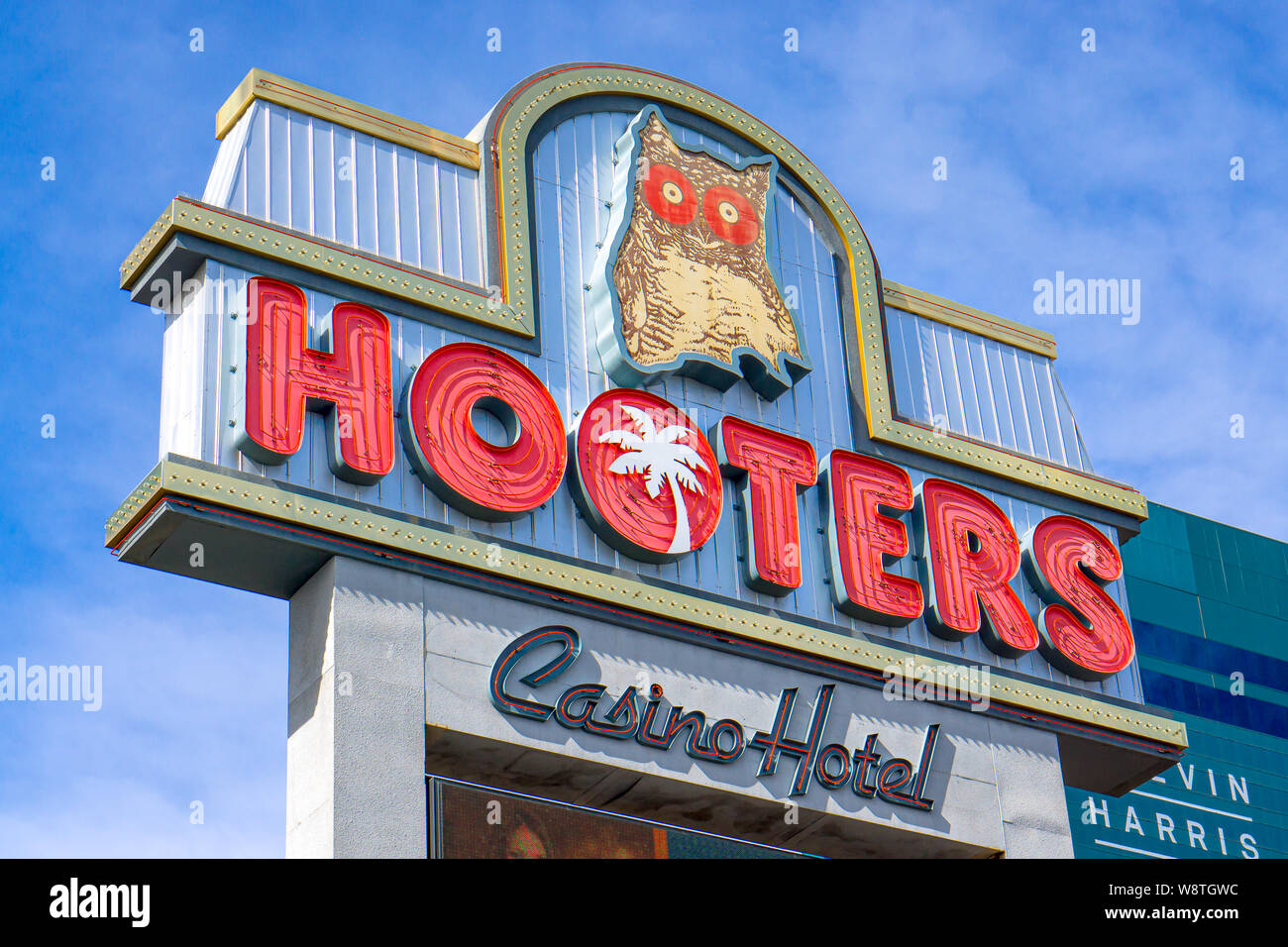 LAS VEGAS, NV/USA, 14. Februar 2016: Hooters Restaurant, Hotel und Casino. Hooters, Inc. ist eine Kette von Restaurants und Unterhaltungsmöglichkeiten in der U Stockfoto