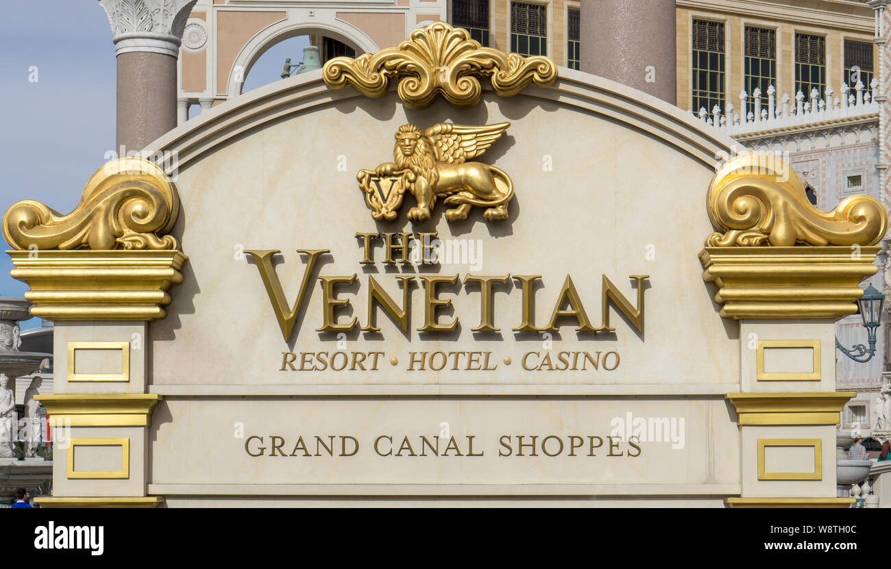 LAS VEGAS, NV/ USA - Februar 14, 2016: The Venetian Resort Hotel Casino auf dem Las Vegas Strip. Das Venetian ist von der Las Vegas Sands im Besitz Corporati Stockfoto