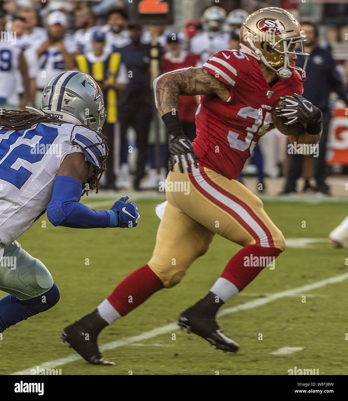 August 10, 2019, Santa Clara, Kalifornien, USA: San Francisco 49ers cornerback Tim Harris (35) am Samstag, 10. August 2019, in Levis Stadion in Santa Clara, Kalifornien. Die 49ers besiegten die Cowboys 17-9 in einem preseason Spiel. (Bild: © Al Golub/ZUMA Draht) Stockfoto