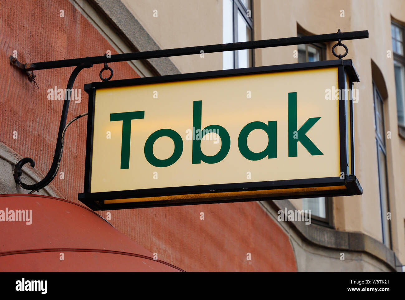 Generische schwedische Tabak Shop anmelden. Stockfoto