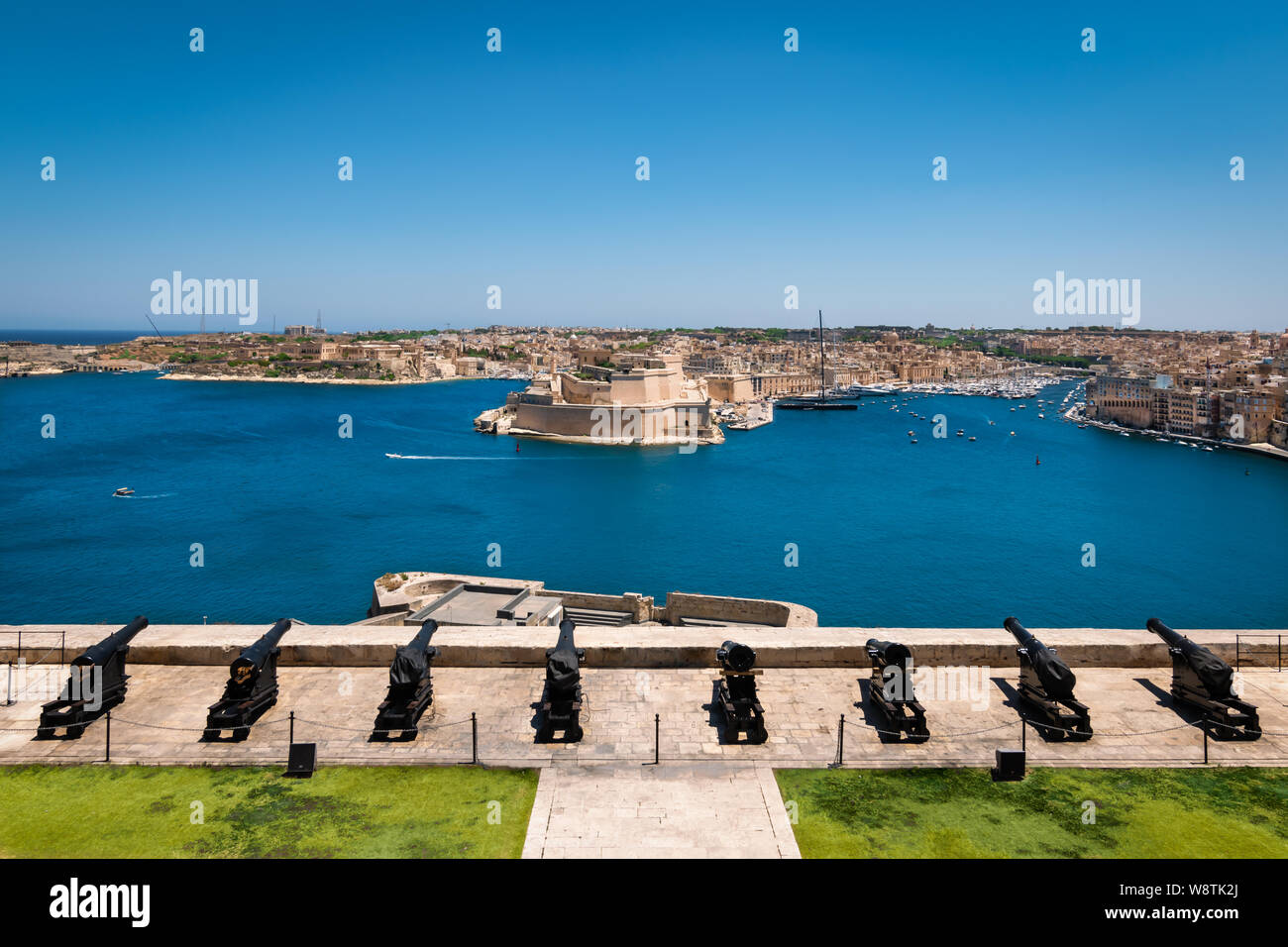 Panoraminc Blick auf den Grand Harbour in Valletta, Malta. Stockfoto