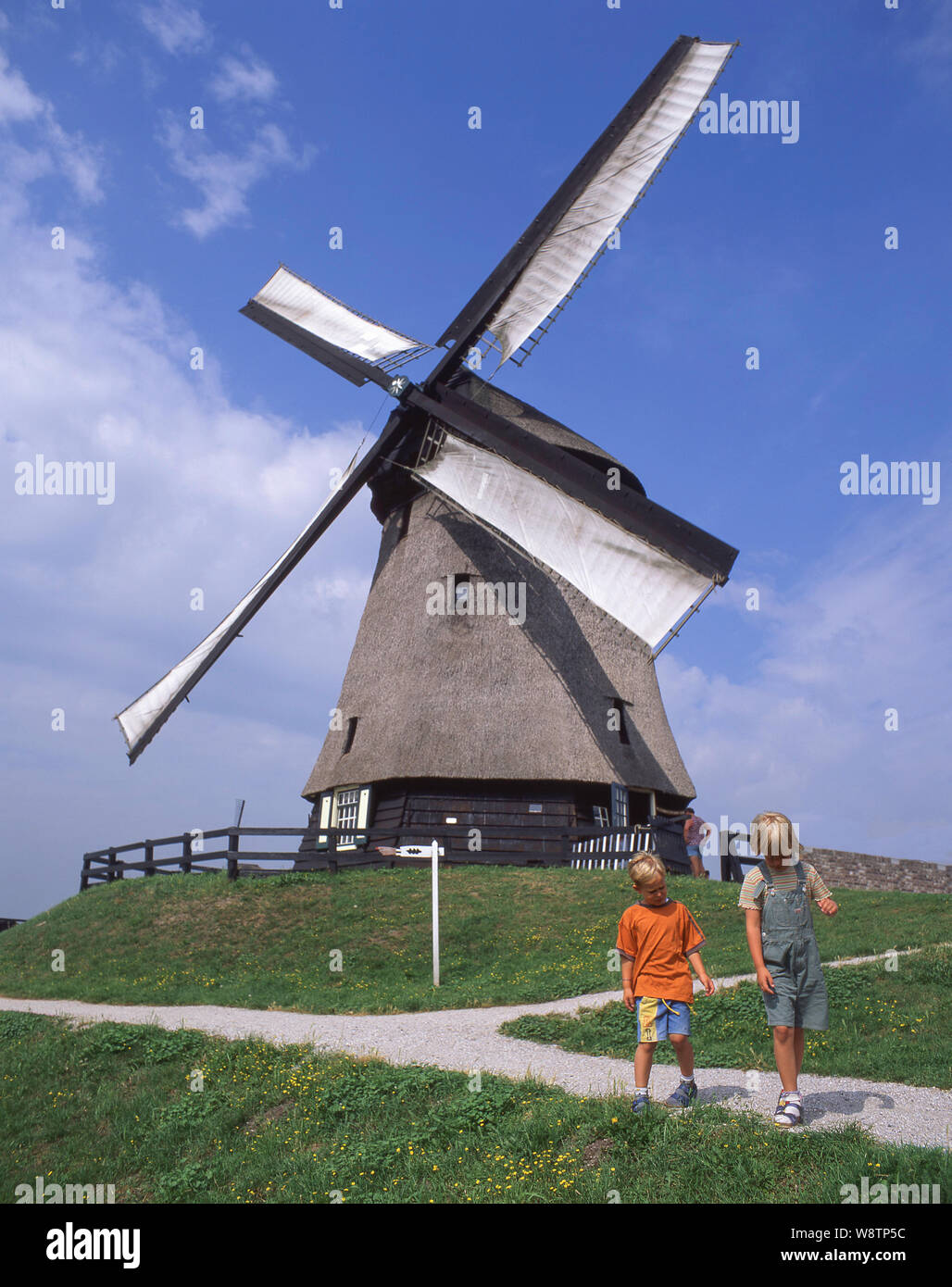 Die Wassermühle aus dem 17. Jahrhundert Museum, Schermerhorn, Alkmaar, Noord-Holland, Königreich der Niederlande Stockfoto
