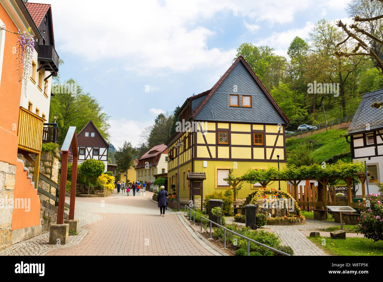 Deutschland, provinzstadt Straße, im europäischen Stil Stockfoto