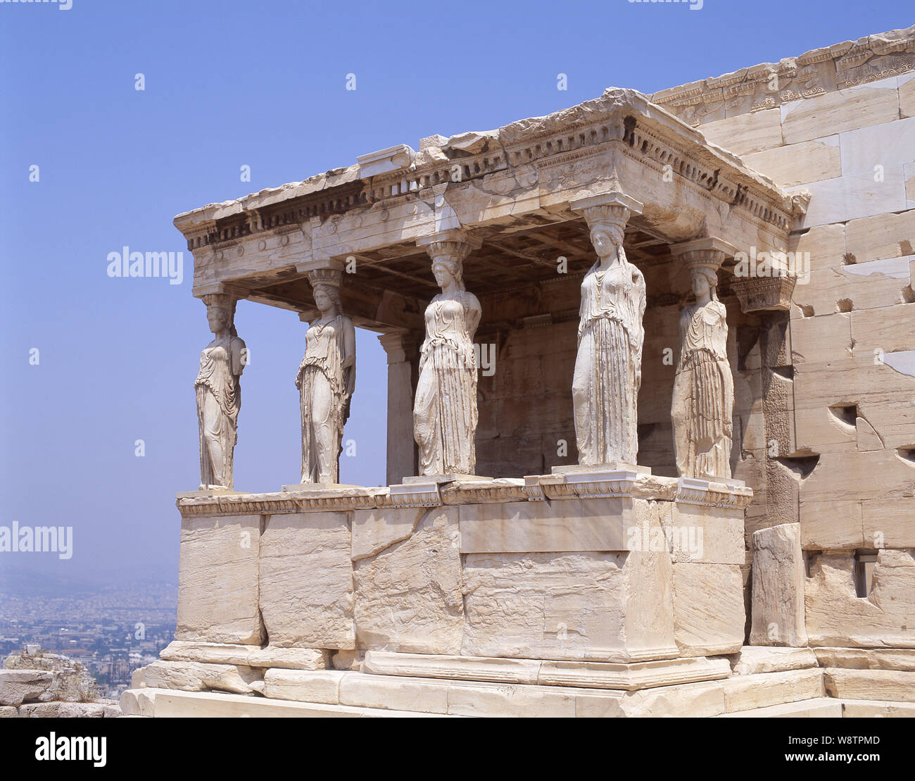 Portal der Karyatiden, das Erechtheion, Akropolis von Athen, Athen (Athina), Athen, Griechenland Stockfoto