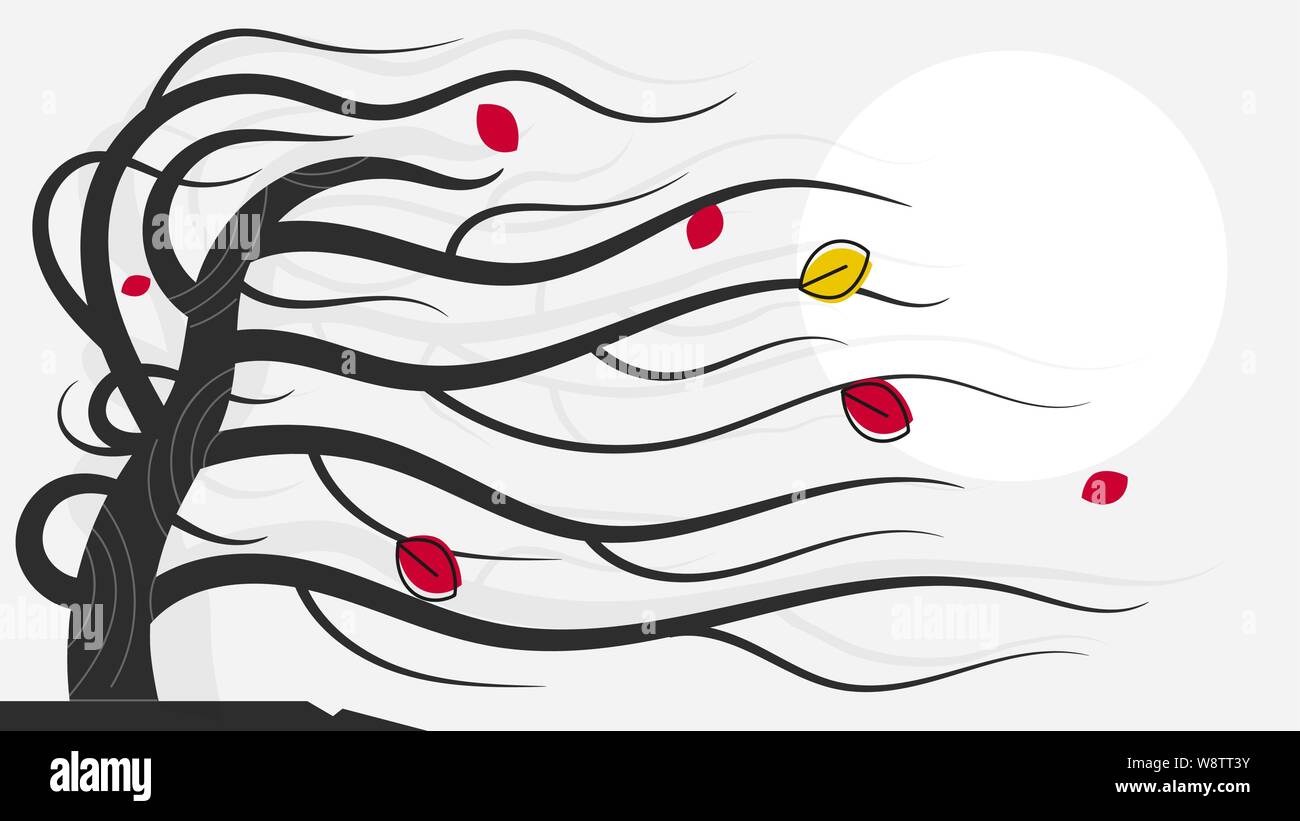 Herbst Wald mit fallenden Blätter. Natur. Herbst Landschaft. Vector Illustration Stock Vektor