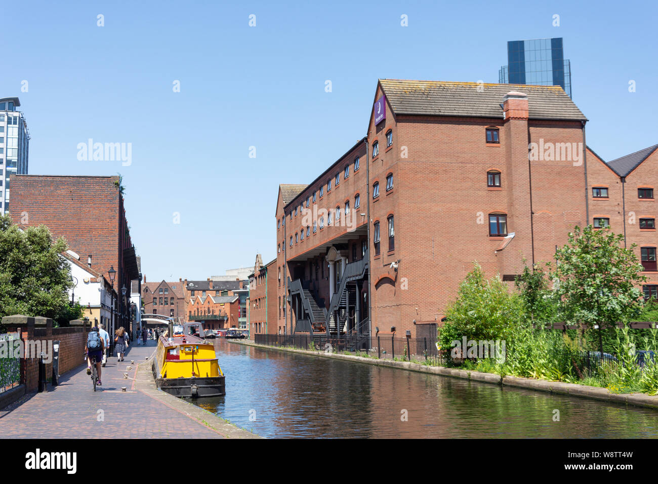 Die Worcester und Birmingham Canal, Gas Street Basin, Birmingham, West Midlands, England, Großbritannien Stockfoto