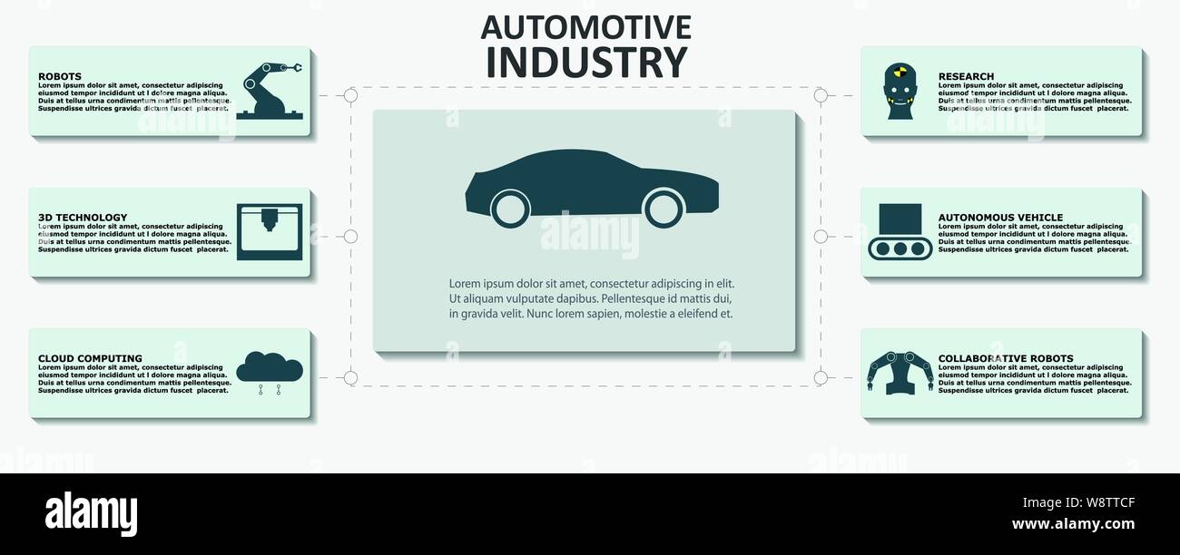Auto Fertigung Infografik, Vector Illustration mit Auto Fertigung Stock Vektor