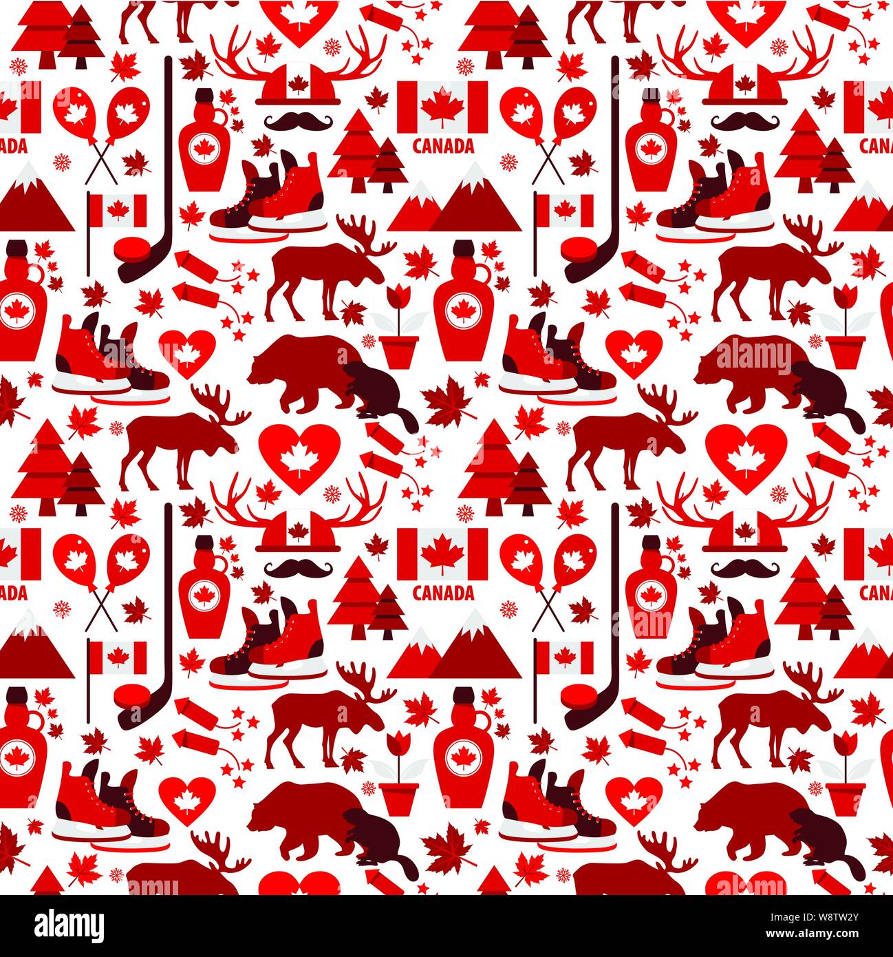 Kanada Zeichen und Symbol, Info-grafische Elemente flachbild Symbole in Seamless Pattern. Stock Vektor