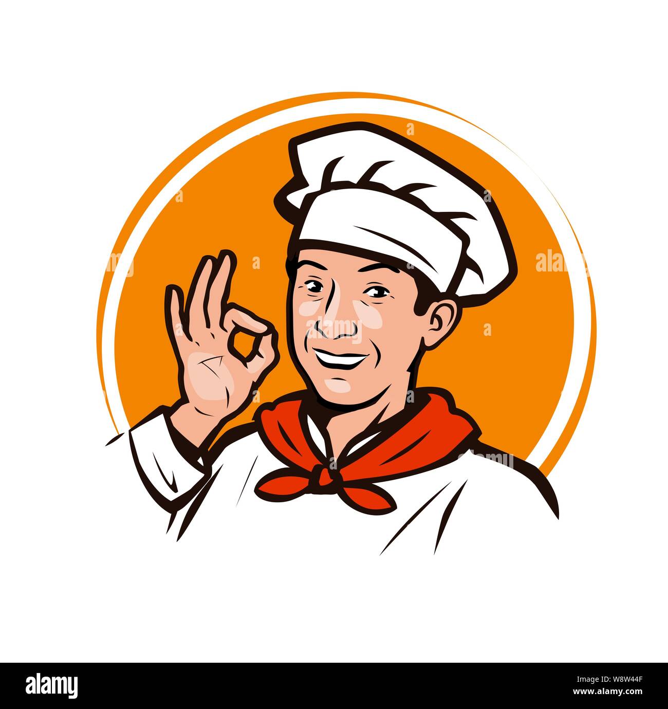 Restaurant, Diner Logo oder Label. Lustige chef Vector Illustration Stock Vektor