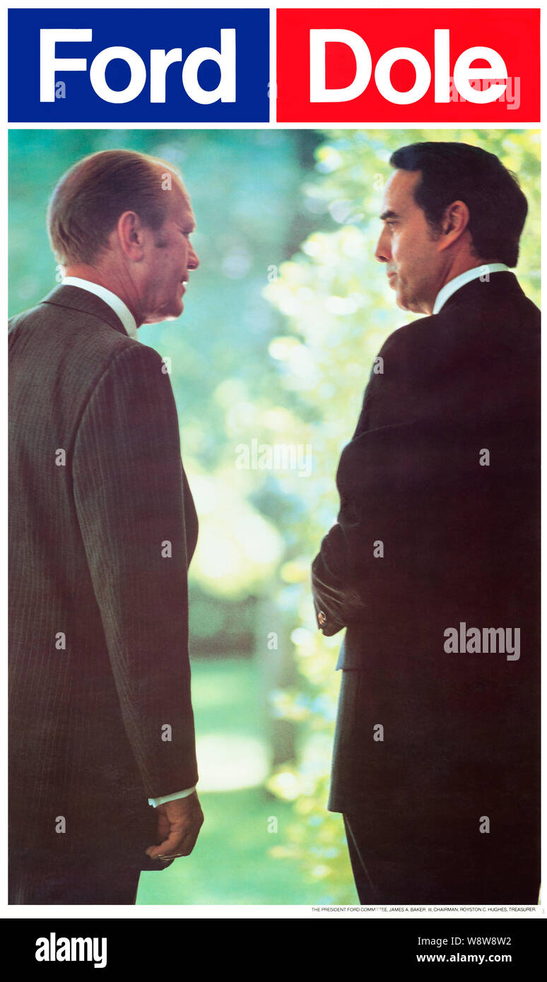 1976 US-Präsidentschaftswahl Kampagne Plakat für Präsident Gerald Ford und VP-Kandidat Rober Dole. Das Foto von White House Fotograf David Hume Kennerly Stockfoto