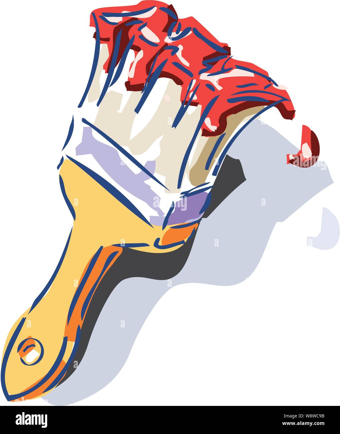 Lose redered Maler Pinsel mit roter Farbe auf. Dargestellt in einer sehr cartoony lose Mode Stock Vektor