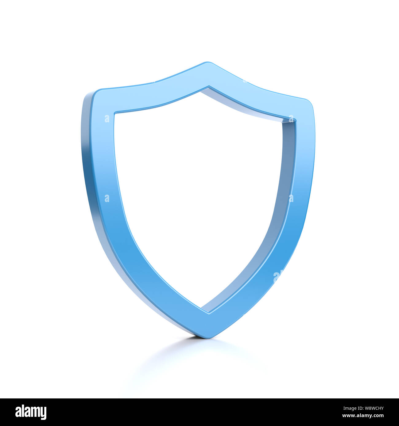 Blauer Rahmen Schild Form auf weißem Hintergrund 3D Illustration Stockfoto