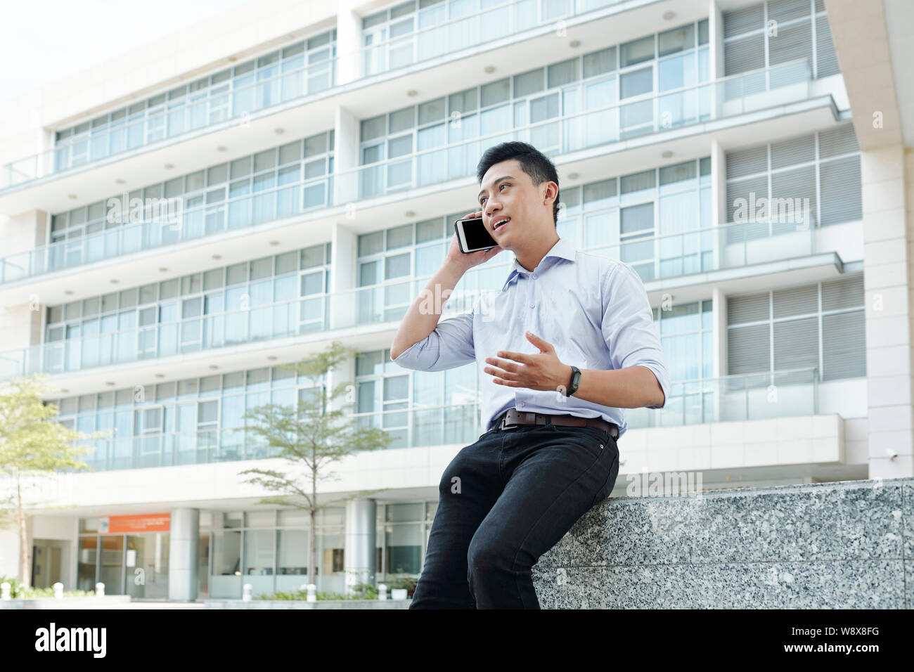 Unternehmer Consulting auf dem Telefon Stockfoto