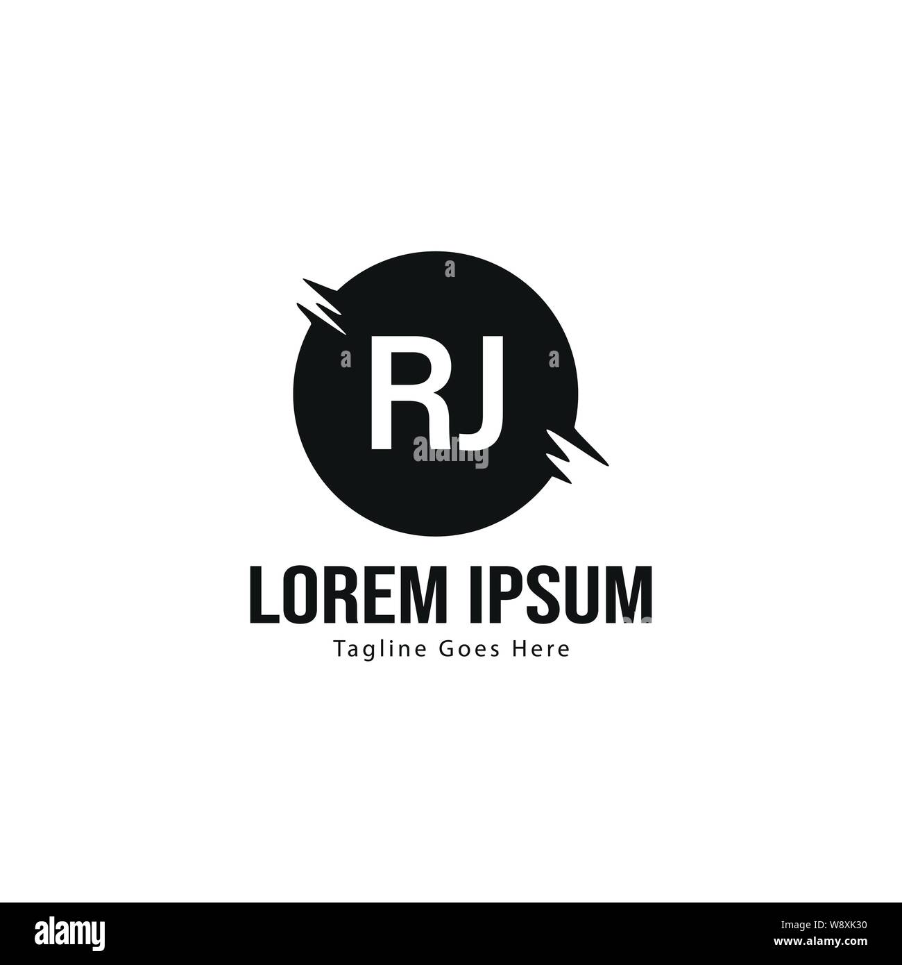 Erste RJ logo Vorlage mit modernen Rahmen. Minimalistische RJ schreiben logo Vector Illustration Design Stock Vektor