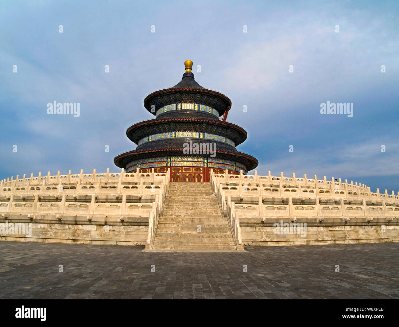 Blick auf die "Halle des Gebetes für eine gute Ernte in den Tempel des Himmels, auch als Tiantan, in Peking, China, 16. August 2008 bekannt. Stockfoto