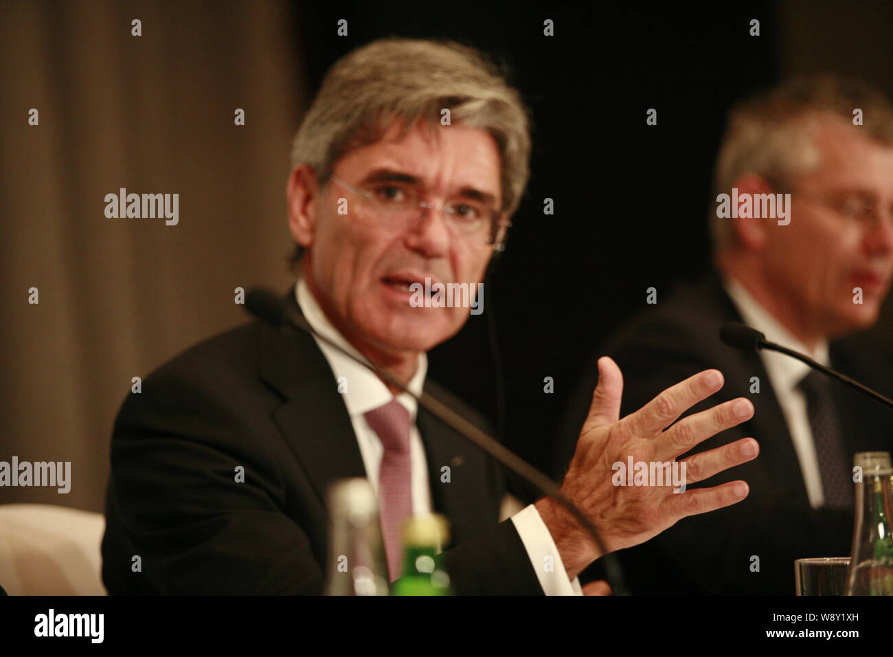 Joe Kaeser, CEO der Siemens AG, spricht während einer Pressekonferenz in Peking, China, 9. Juli 2014. Stockfoto