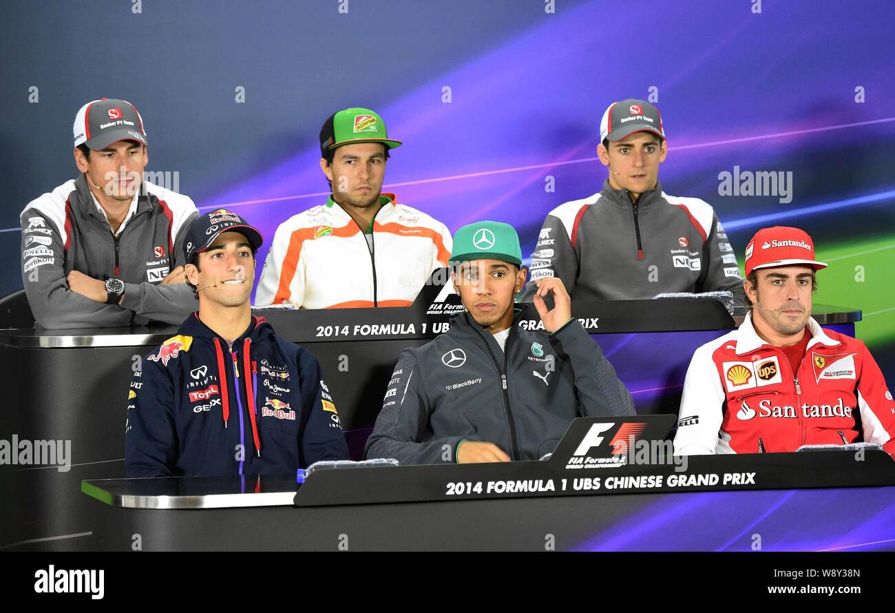 (Von oben nach unten von links nach rechts) Deutsche F1-Pilot Adrian Sutil von Sauber, mexikanische Treiber Sergio Perez von Force India, mexikanische Treiber Esteban Gutierr Stockfoto