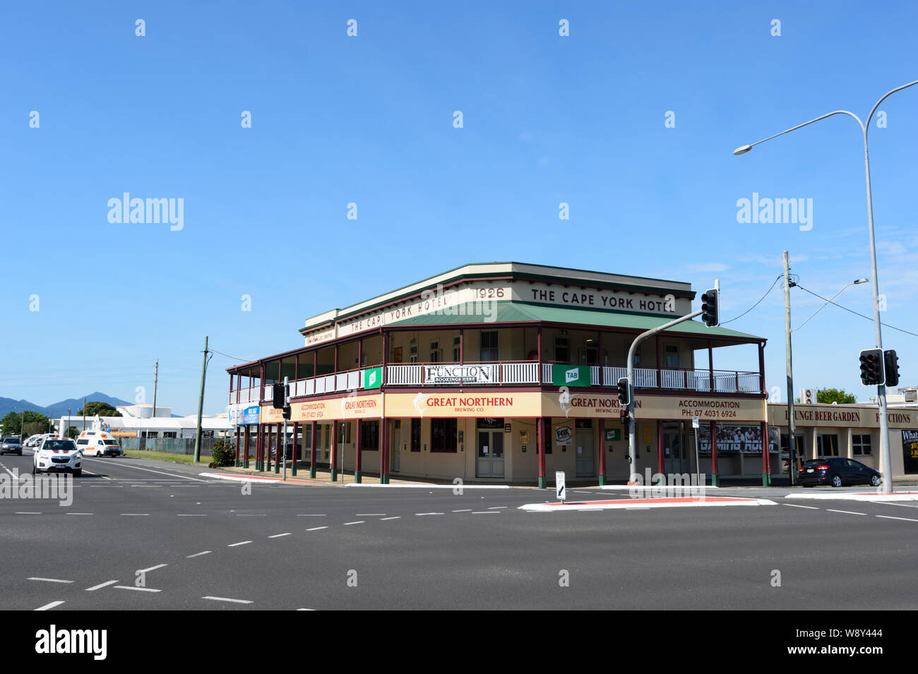 Die historische iconic Cape York Hotel, im Jahre 1926 geöffnet, ist 147 Bunda Street, Cairns, Far North Queensland, FNQ, QLD, Australien Stockfoto