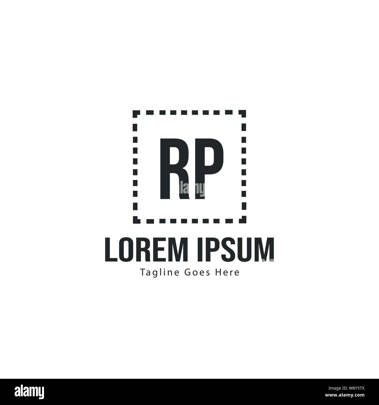 Die ersten RP logo Vorlage mit modernen Rahmen. Minimalistische RP schreiben logo Vector Illustration Design Stock Vektor