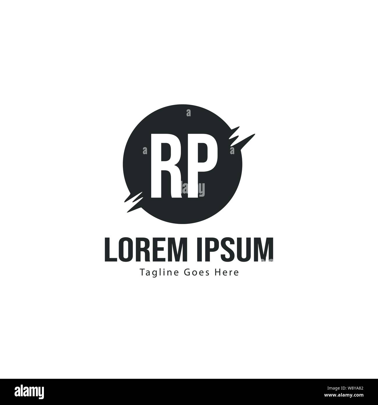 Die ersten RP logo Vorlage mit modernen Rahmen. Minimalistische RP schreiben logo Vector Illustration Design Stock Vektor