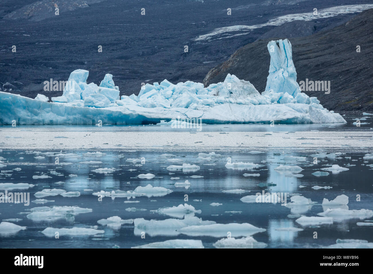 In den Prince William Sound in der Nähe von Valdez, Alaska, ein Eisberg von der Columbia Gletscher gekalbt schwimmt im Ozean. Ein großer Höhepunkt der White Ice steht Stockfoto