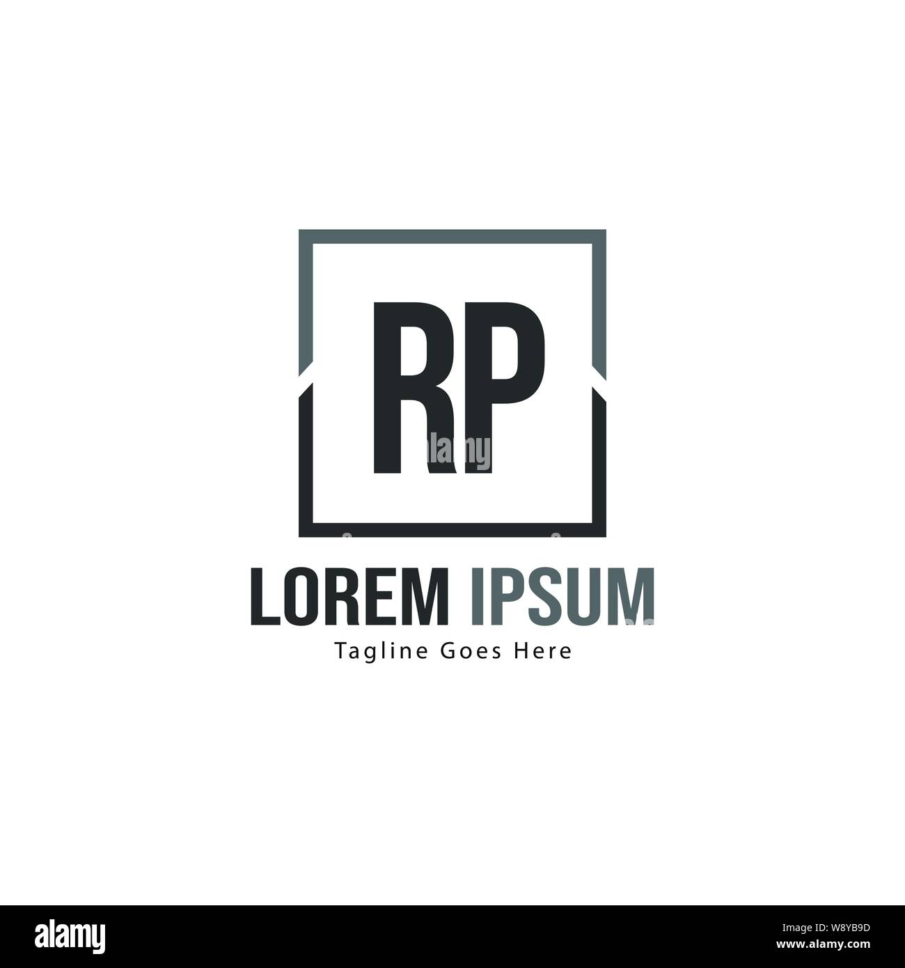 Die ersten RP logo Vorlage mit modernen Rahmen. Minimalistische RP schreiben logo Vector Illustration Design Stock Vektor