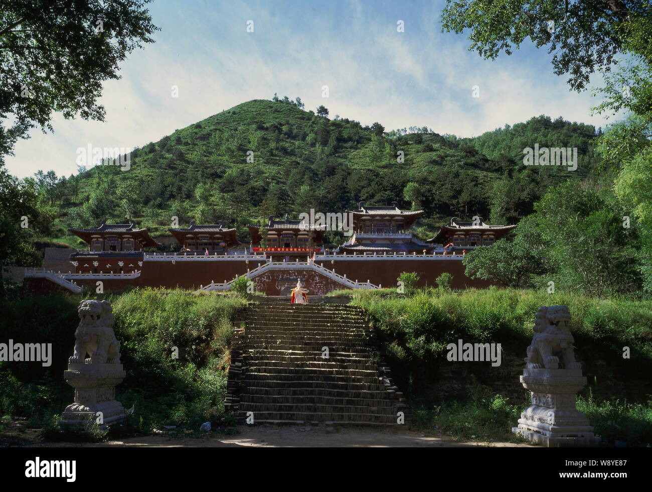 Ansicht der Lingfeng Tempel am Mount Wutai Resort in Wutai Grafschaft, Stadt Xinzhou, North China Provinz Shanxi, 11. August 2007. Stockfoto