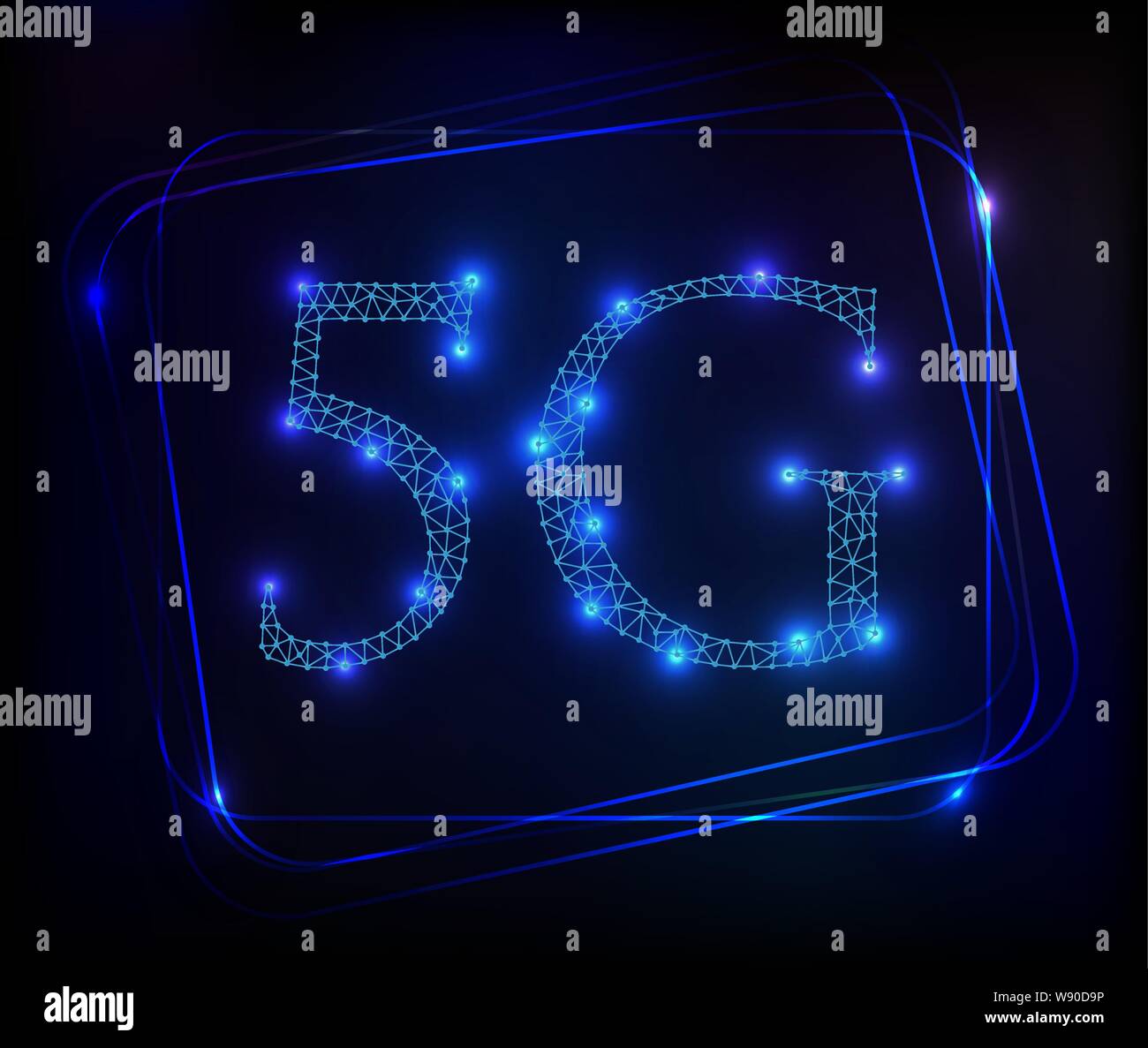 5G-Technologie. Vektor abstrakt. Neons nackground. Leuchtende. 5 G neue Kontakte mit Menschen. Internet Chancen. Vektor Illustratoren Stock Vektor