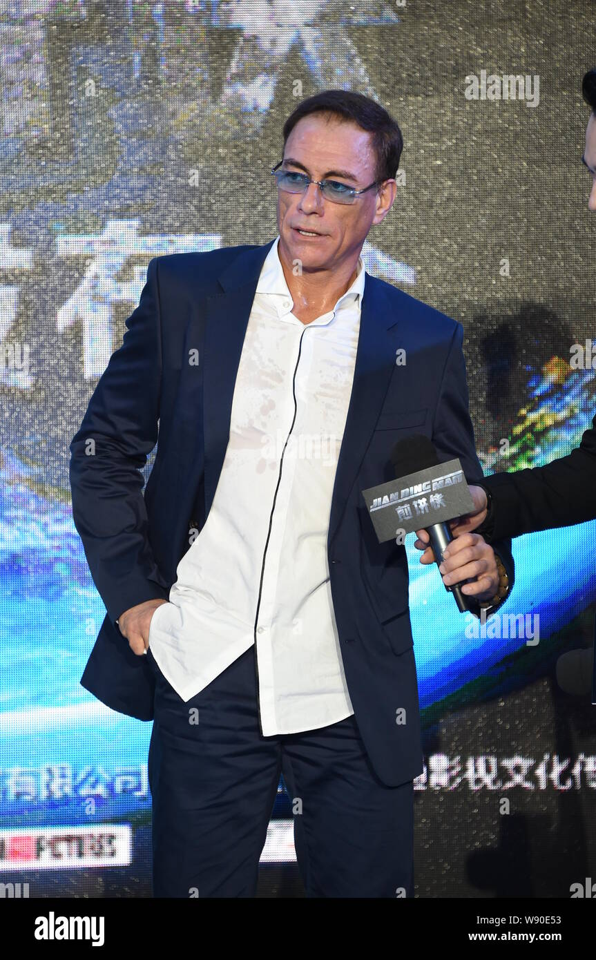 Usa Hollywood action star Jean-Claude Van Damme besucht eine Pressekonferenz für den Film "Der Pancake Man' in Peking, China, 25. November 2014. Stockfoto