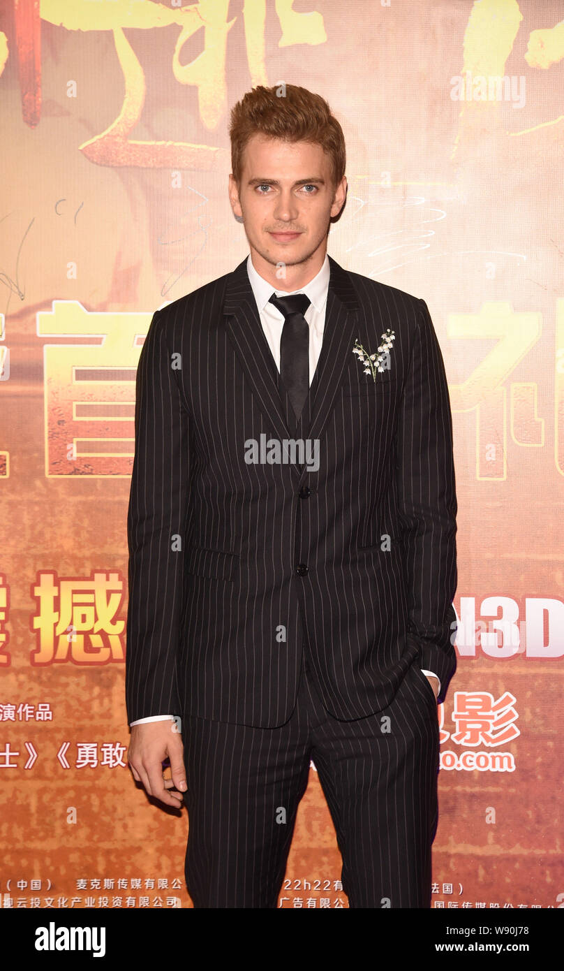 Kanadische Schauspieler Hayden Christensen Stellt Eine Premiere Fur Seinen Neuen Film Outcast In Peking China 22 September 2014 Stockfotografie Alamy