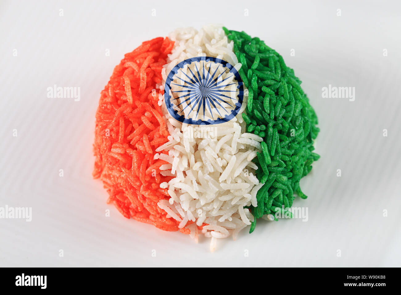 Die indische Flagge Reis Stockfoto