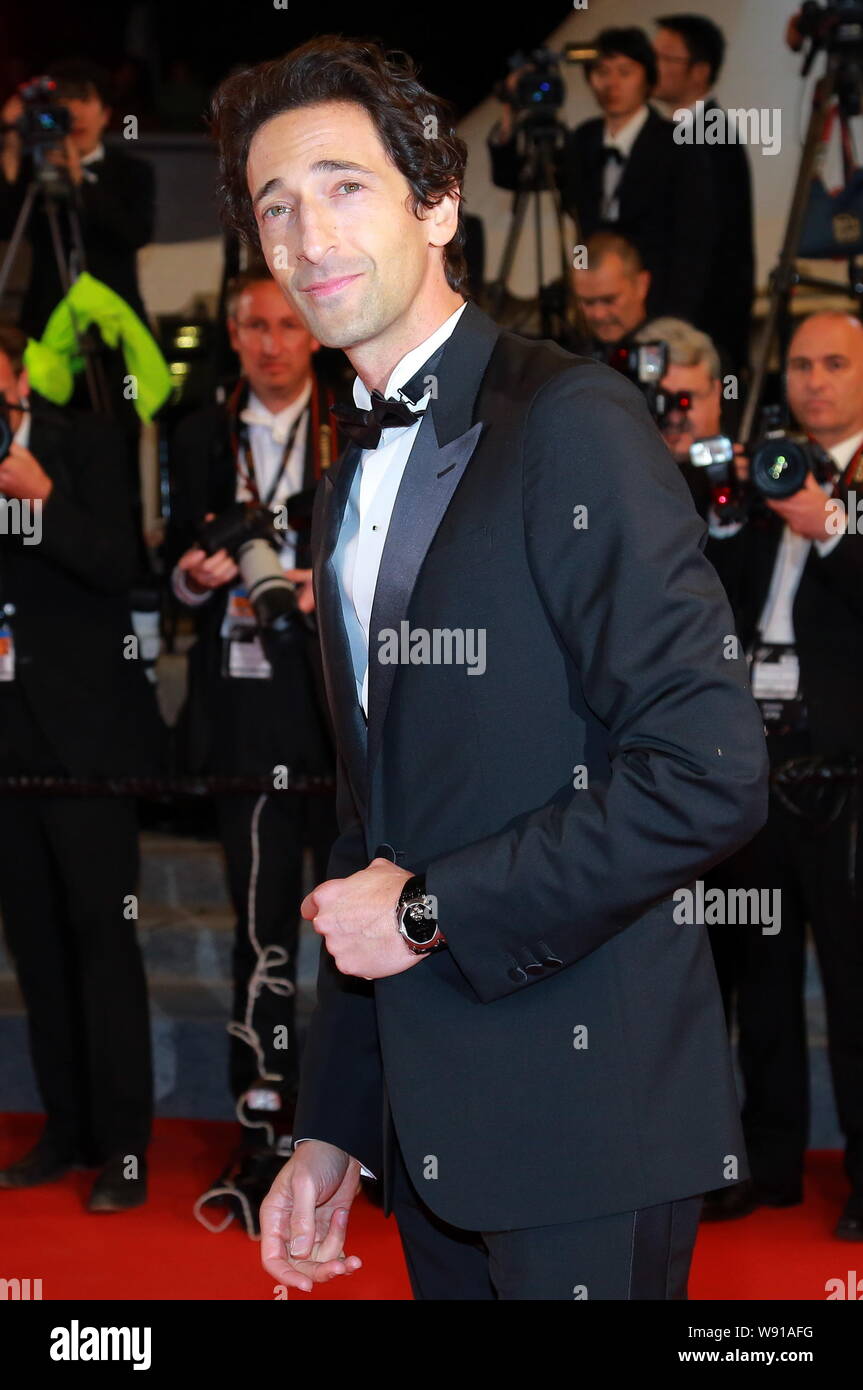 Amerikanischer Schauspieler Adrien Brody stellt eine Premiere für den Film, nach Hause zu kommen, während der 67. Filmfestival in Cannes Cannes, Frankreich, 20. Mai 2014. Stockfoto