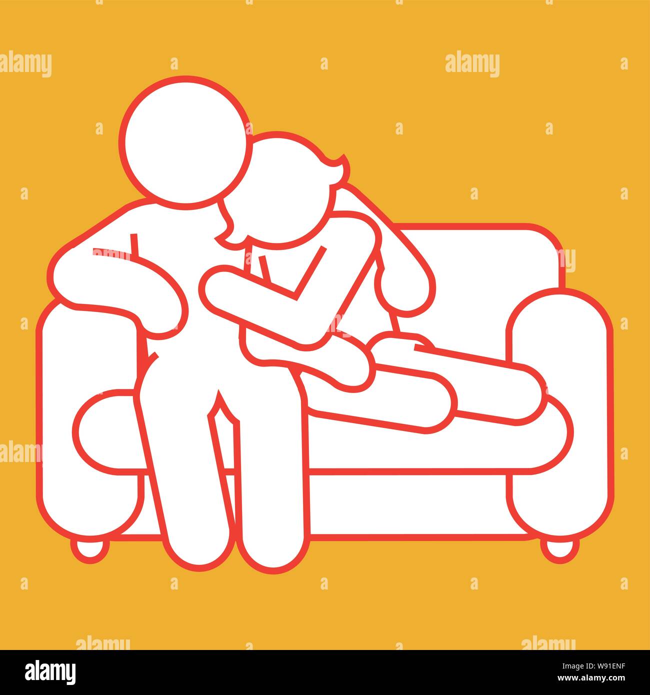 Paar kuscheln auf dem Sofa/Couch Stock Vektor