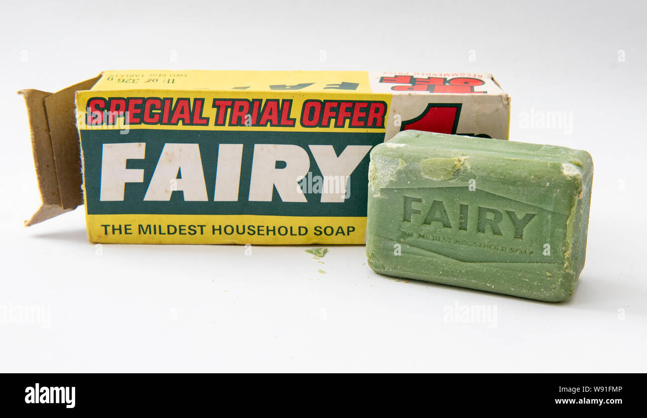 Fairy Soap Bar und Box Stockfoto